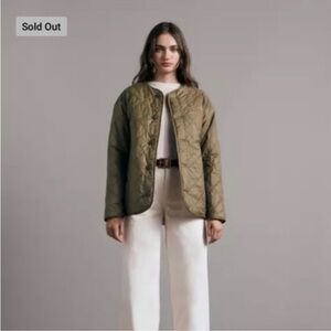 rag & bone Brielle Nylon Quilted Reversible Fleece Jacket in Army Green in XS